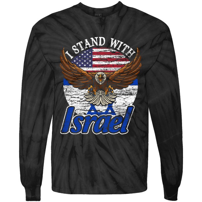 I Stand With Israel Eagle Flag Design Tie-Dye Long Sleeve Shirt