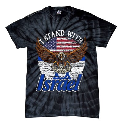I Stand With Israel Eagle Flag Design Tie-Dye T-Shirt