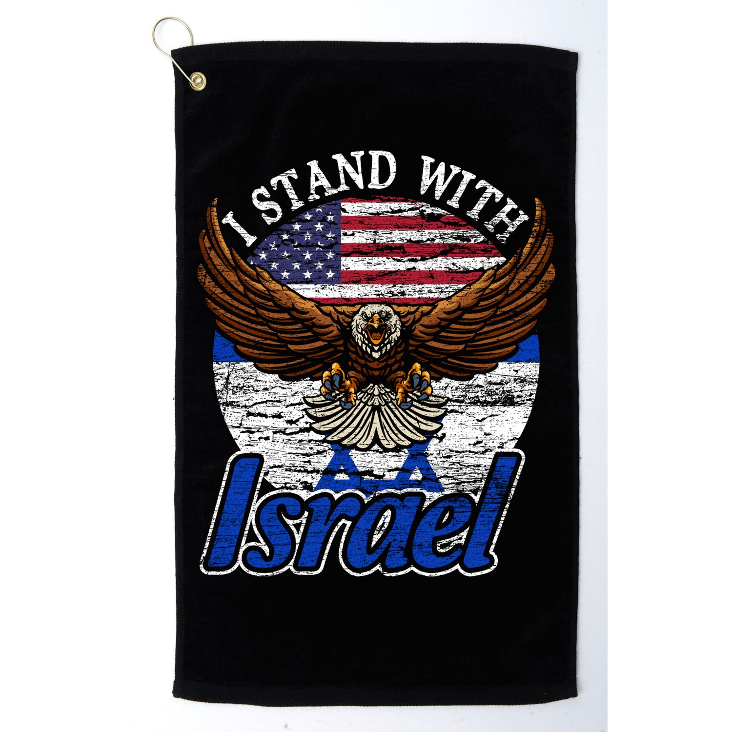 I Stand With Israel Eagle Flag Design Golf Towel