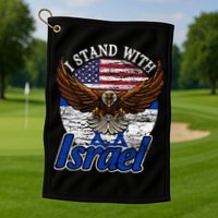 I Stand With Israel Eagle Flag Design Golf Towel
