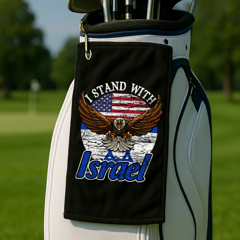 I Stand With Israel Eagle Flag Design Golf Towel