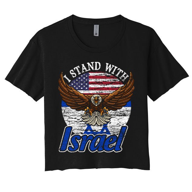 I Stand With Israel Eagle Flag Design Crop Top