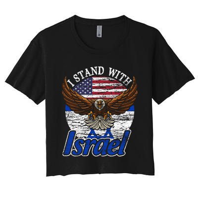 I Stand With Israel Eagle Flag Design Women's Crop Top Tee