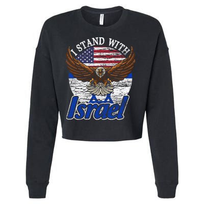 I Stand With Israel Eagle Flag Design Cropped Pullover Crew