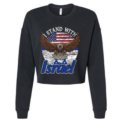 I Stand With Israel Eagle Flag Design Cropped Pullover Crew