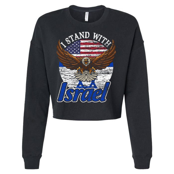 I Stand With Israel Eagle Flag Design Cropped Pullover Crew