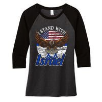 I Stand With Israel Eagle Flag Design Women's Tri-Blend 3/4-Sleeve Raglan Shirt