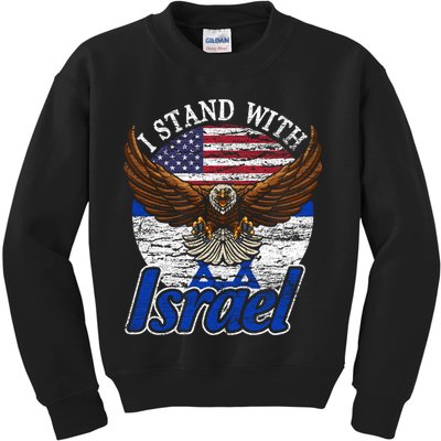 I Stand With Israel Eagle Flag Design Kids Sweatshirt
