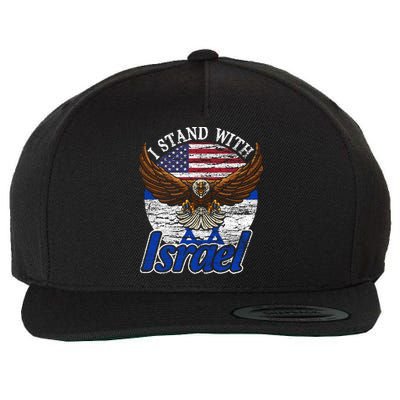 I Stand With Israel Eagle Flag Design Wool Snapback Cap