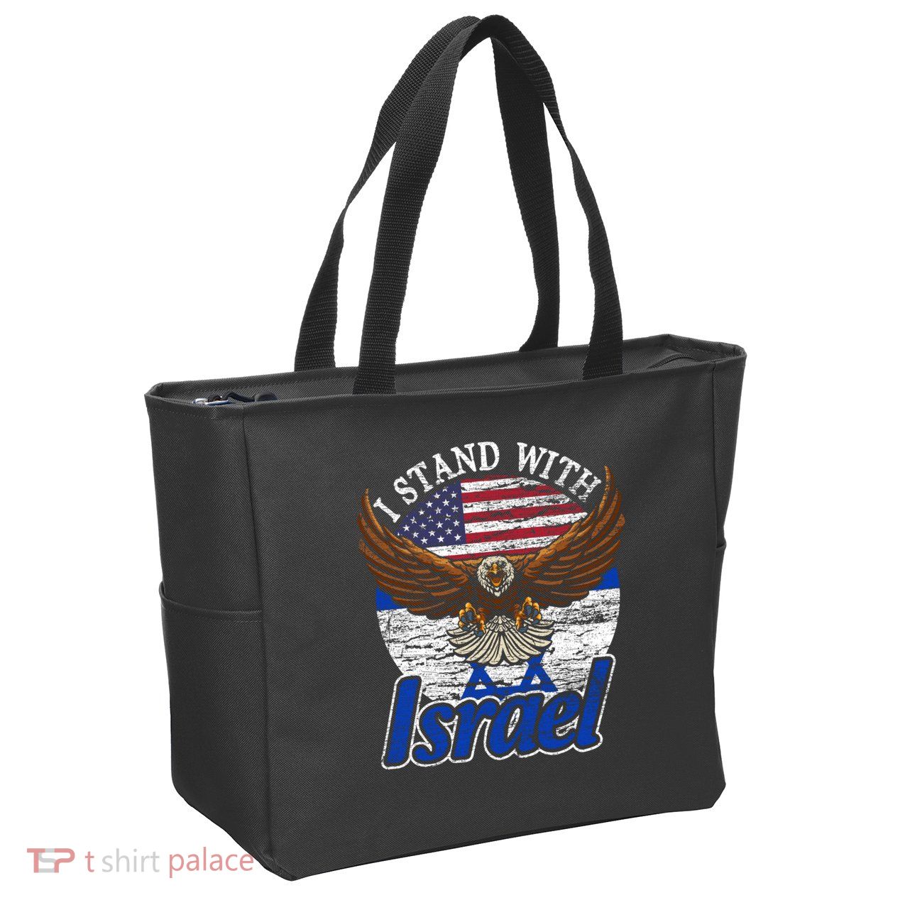 I Stand With Israel Eagle Flag Design Zip Tote Bag