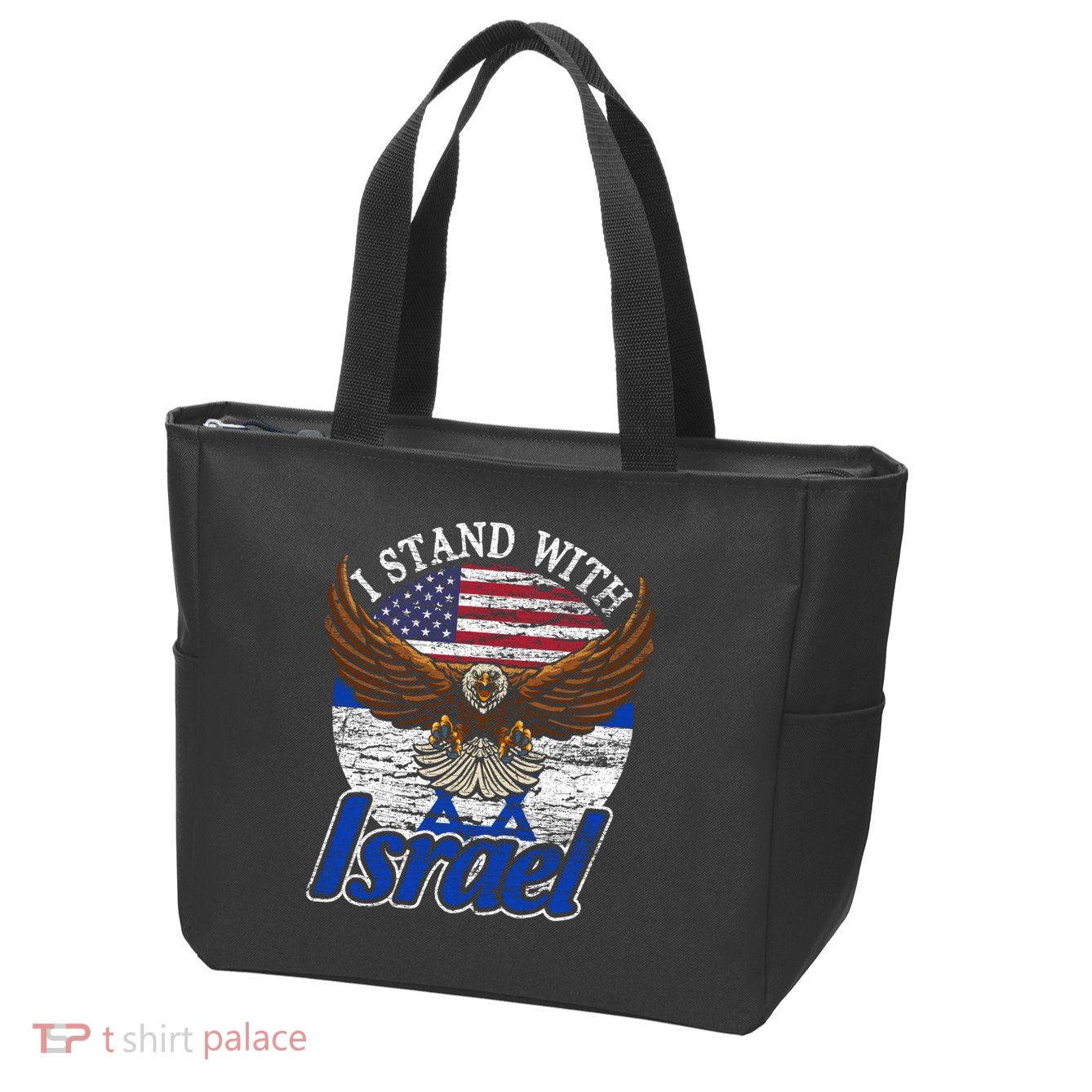 I Stand With Israel Eagle Flag Design Zip Tote Bag
