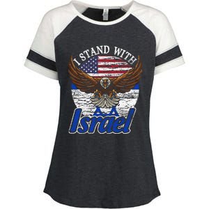 I Stand With Israel Eagle Flag Design Enza Ladies Jersey Colorblock Tee