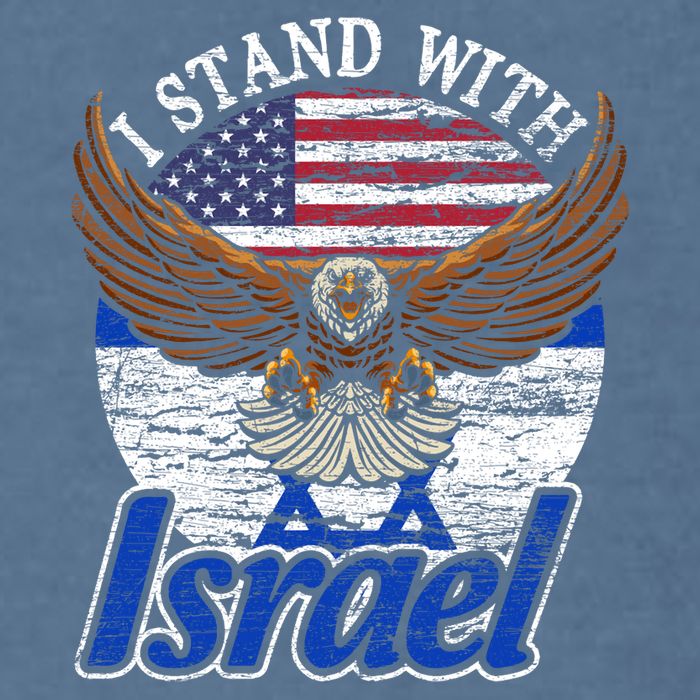 I Stand With Israel Eagle Flag Design Garment-Dyed Sweatshirt