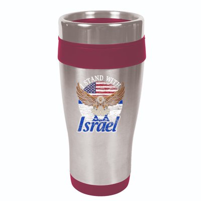 I Stand With Israel Eagle Flag Design 16oz Travel Tumbler