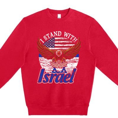 I Stand With Israel Eagle Flag Design Premium Crewneck Sweatshirt