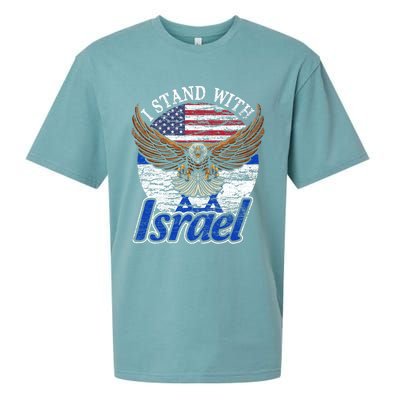 I Stand With Israel Eagle Flag Design Sueded Cloud Jersey T-Shirt