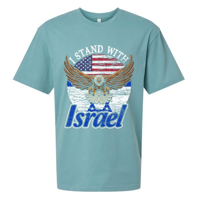 I Stand With Israel Eagle Flag Design Sueded Cloud Jersey T-Shirt