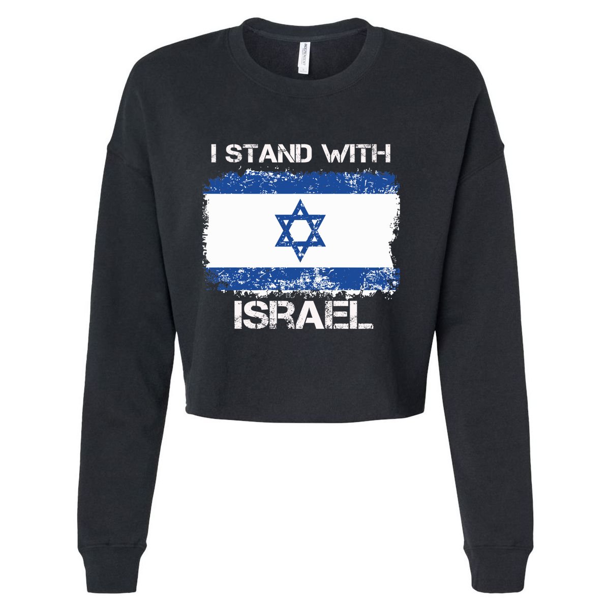 I Stand With Israel Support Israel Love Israeli Brotherhood Cropped Pullover Crew