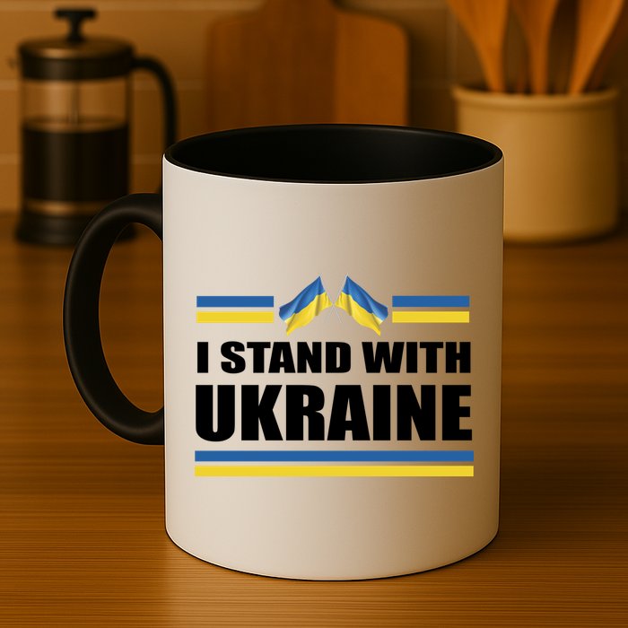I Stand With Ukraine Ukrainian Flags Mug