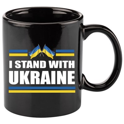 I Stand With Ukraine Ukrainian Flags 11oz C Handle Ceramic Mug