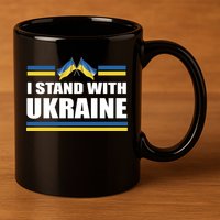 I Stand With Ukraine Ukrainian Flags 11oz C Handle Ceramic Mug