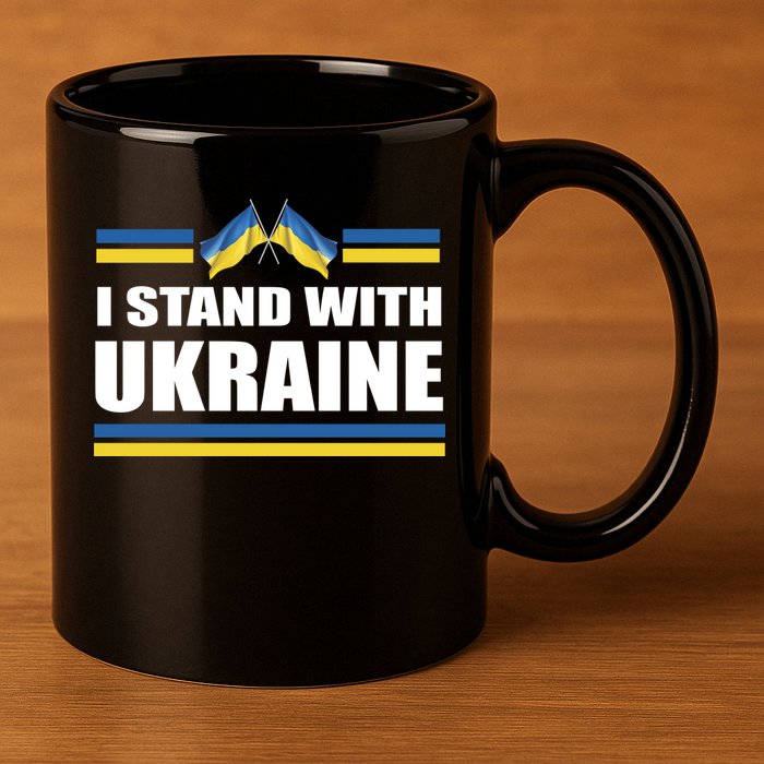 I Stand With Ukraine Ukrainian Flags 11oz C Handle Ceramic Mug