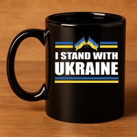 I Stand With Ukraine Ukrainian Flags 11oz C Handle Ceramic Mug