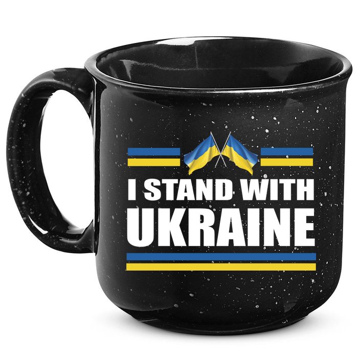 I Stand With Ukraine Ukrainian Flags 15oz Campfire Ceramic Mug