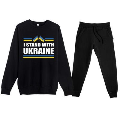 I Stand With Ukraine Ukrainian Flags Premium Crewneck Sweatsuit Set