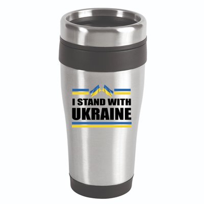 I Stand With Ukraine Ukrainian Flags 16oz Travel Tumbler