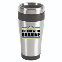I Stand With Ukraine Ukrainian Flags 16oz Travel Tumbler