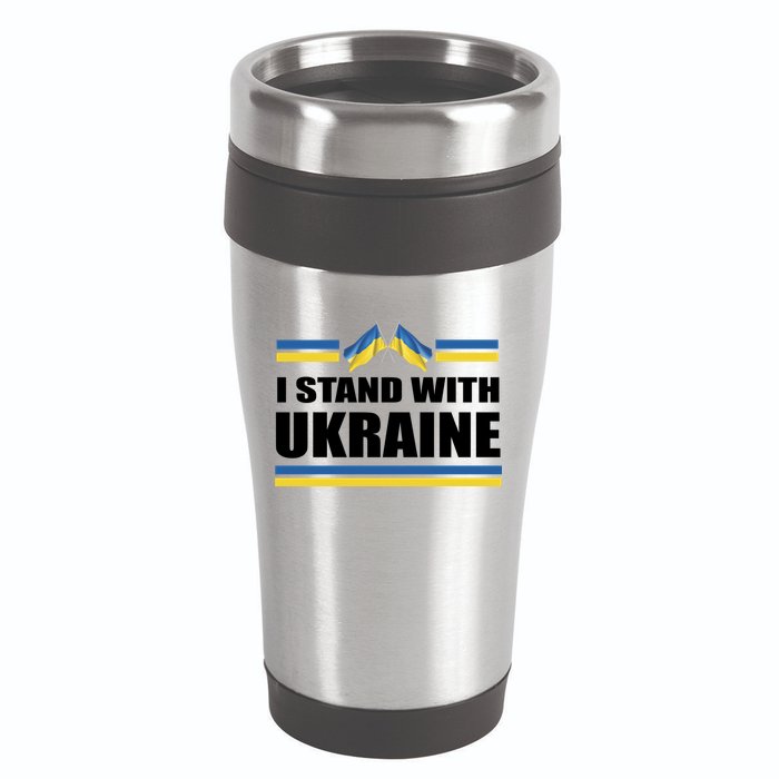 I Stand With Ukraine Ukrainian Flags 16oz Travel Tumbler