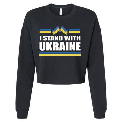 I Stand With Ukraine Ukrainian Flags Cropped Pullover Crew