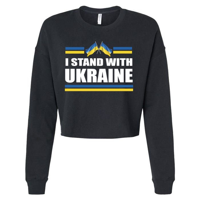 I Stand With Ukraine Ukrainian Flags Cropped Pullover Crew