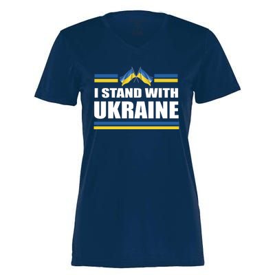 I Stand With Ukraine Ukrainian Flags Women's Momentum V-Neck T-Shirt