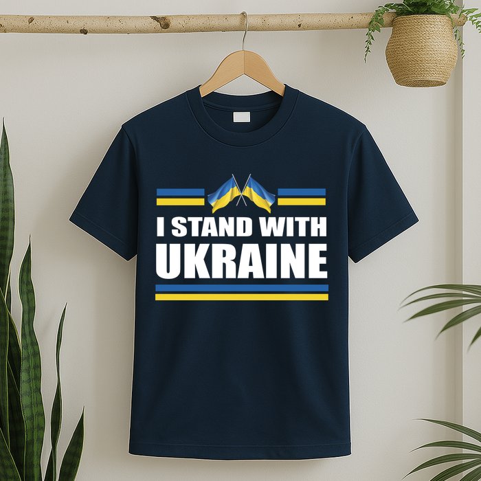 I Stand With Ukraine Ukrainian Flags T-Shirt