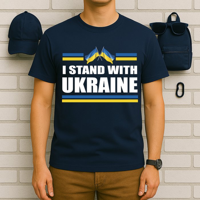 I Stand With Ukraine Ukrainian Flags T-Shirt