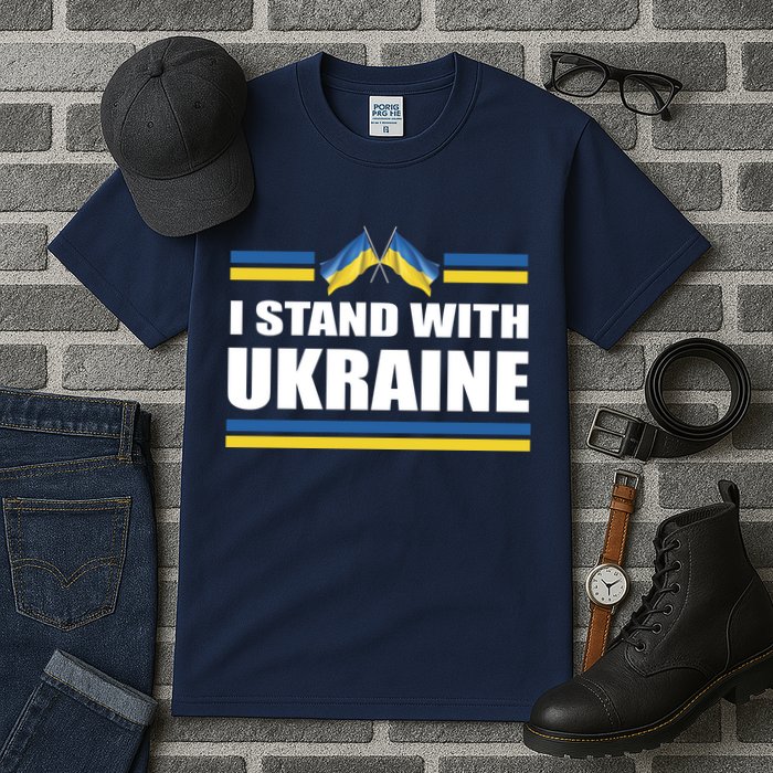 I Stand With Ukraine Ukrainian Flags Tall T-Shirt