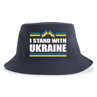 I Stand With Ukraine Ukrainian Flags Sustainable Bucket Hat