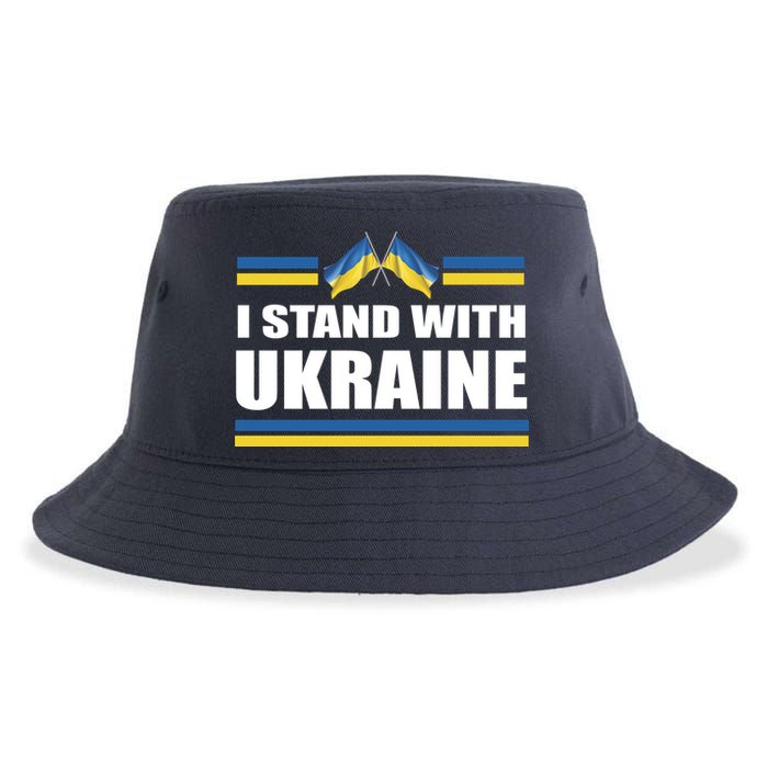 I Stand With Ukraine Ukrainian Flags Sustainable Bucket Hat
