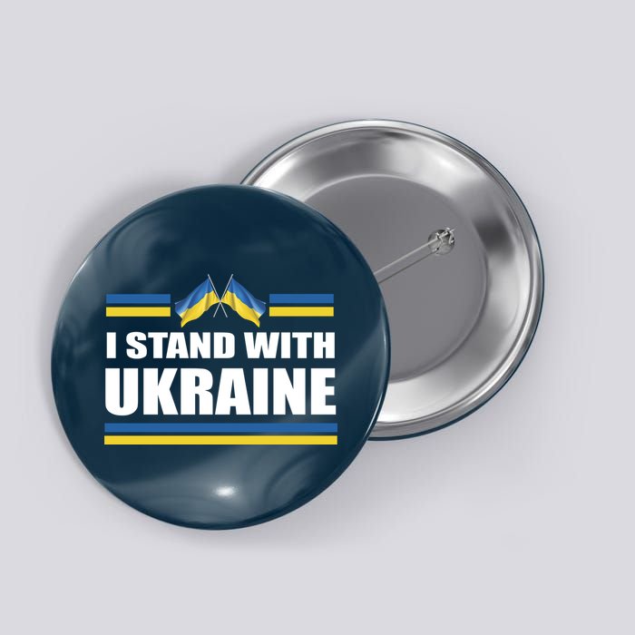 I Stand With Ukraine Ukrainian Flags Button