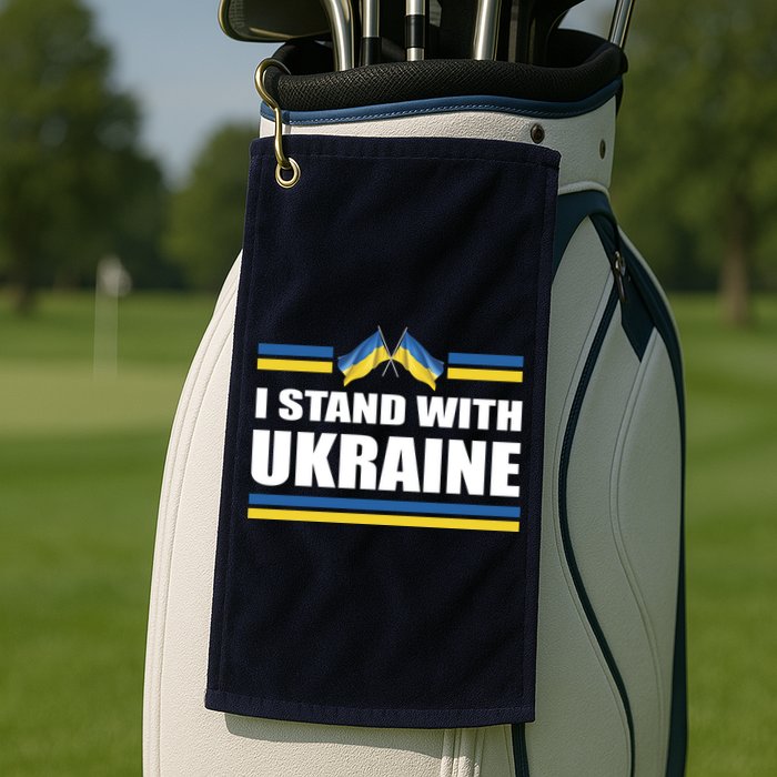 I Stand With Ukraine Ukrainian Flags Golf Towel