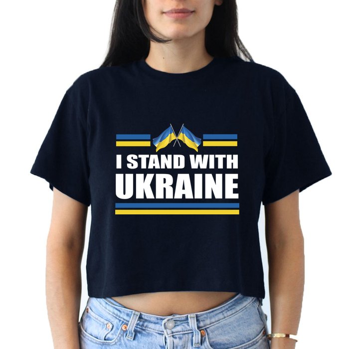 I Stand With Ukraine Ukrainian Flags Crop Top