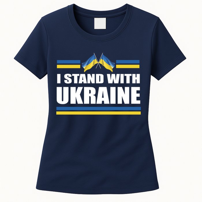 I Stand With Ukraine Ukrainian Flags Womens T-Shirt