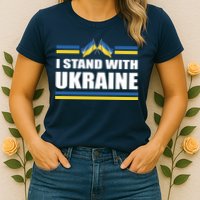 I Stand With Ukraine Ukrainian Flags Womens T-Shirt