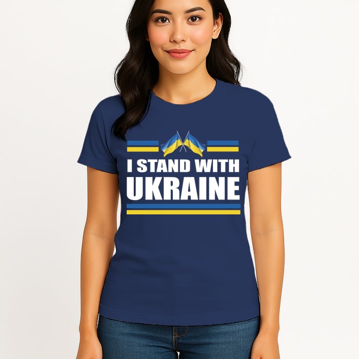 I Stand With Ukraine Ukrainian Flags Womens T-Shirt
