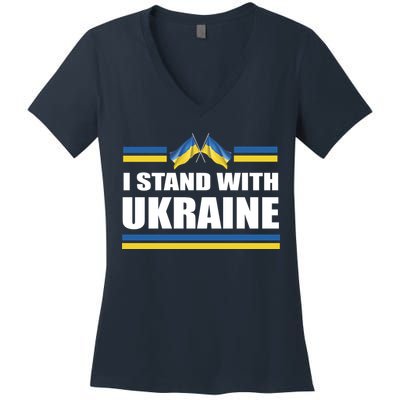 I Stand With Ukraine Ukrainian Flags Women's V-Neck T-Shirt