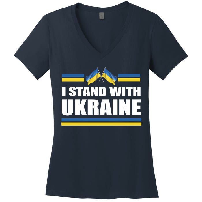 I Stand With Ukraine Ukrainian Flags Women's V-Neck T-Shirt