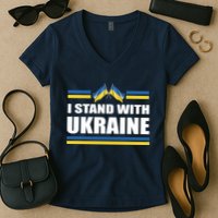I Stand With Ukraine Ukrainian Flags Women's V-Neck T-Shirt