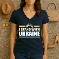 I Stand With Ukraine Ukrainian Flags Women's V-Neck T-Shirt